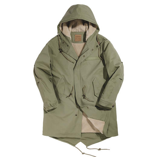 工装优选 美式复古M51鱼尾风衣阿美咔叽长款外套仿羊羔绒连帽大衣 商品图3