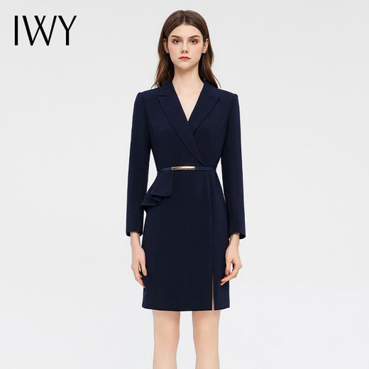 IWY/时尚干练藏青色西装连衣裙女2023新款气质女神范通勤总裁职业正装Q13332 商品图3