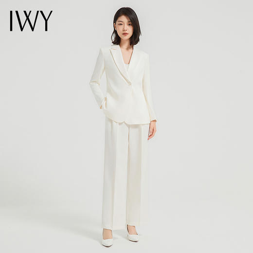 IWY/白色西装套装女秋冬商务高端职业装气质播音主持人艺考正装工作服C13515+P13515 商品图0