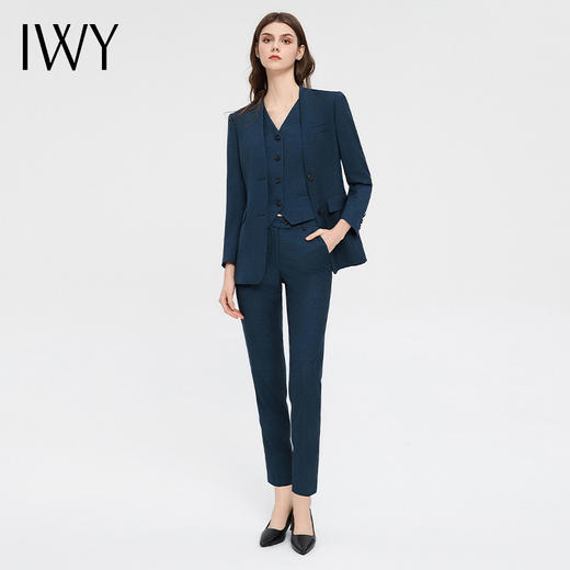 IWY/高级感藏青色西装马甲三件套职业装珠宝店工作服正式场合商务正装CM13322+P12222 商品图1
