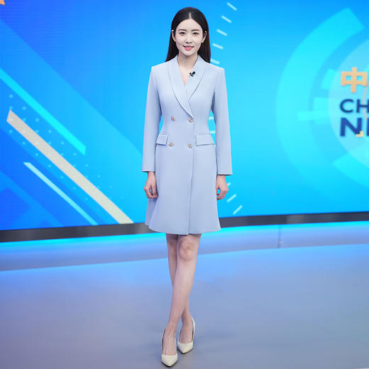 IWY/蓝色西装连衣裙女端庄大气主持人正装上镜艺考演讲比赛服装Q1019-L 商品图1