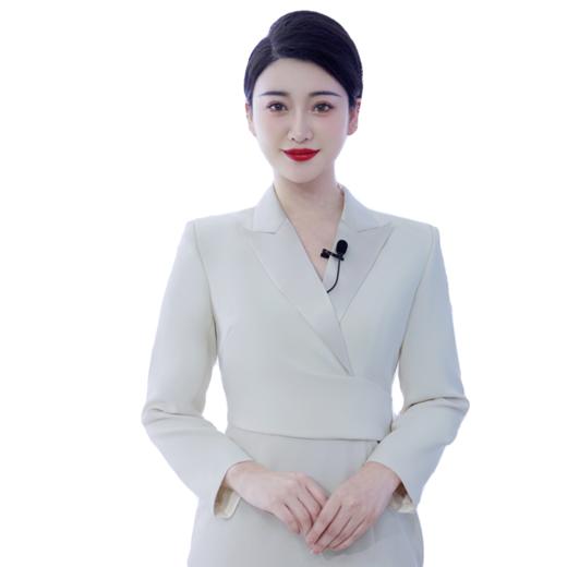 IWY/杏色主持人连衣裙女端庄大气商务正装高级缎领拼接Q1034 商品图2