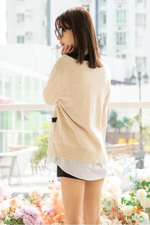 Stay2Weeks 撞色饰边V领长袖羊毛针织开衫 13858 商品图3