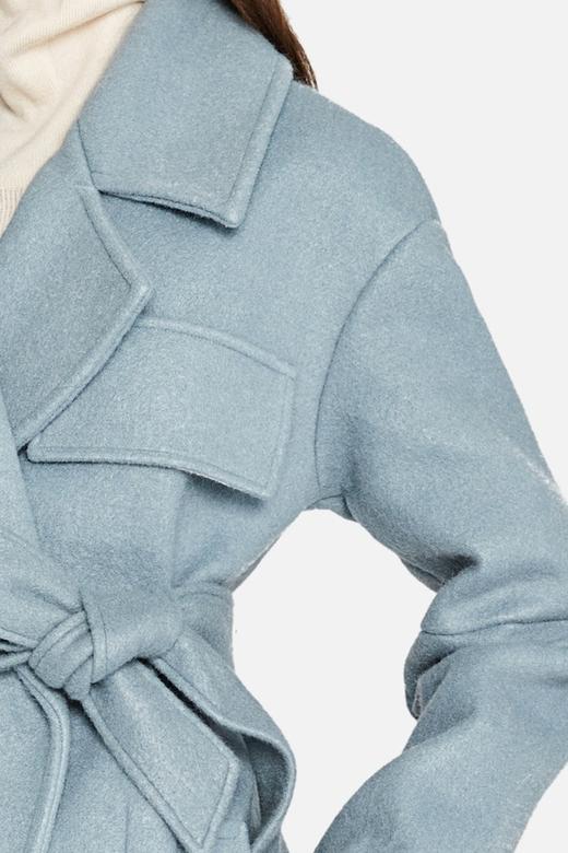 Ingrid Sune 蓝灰色束腰短款大衣 13723 商品图2