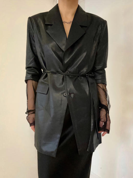 ranyepersonal｜jacket 翘肩可拆卸拼接袖设计皮衣 [ 黑BODY23JA02 ] 商品图10