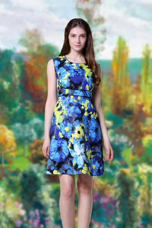4月底2.5=【伯妮斯茵】161S172--蓝色连衣裙--绿葡萄园--《生命之美-梵高的花园》 商品图6