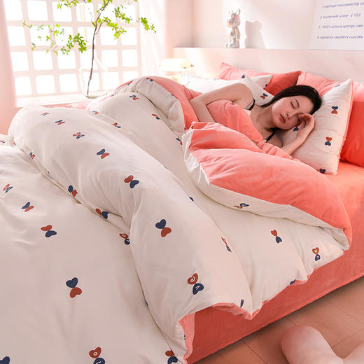 提花竺小棉+宝宝绒四件套，加厚保暖床单被套四件套YS-029 商品图1