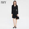 IWY/时尚V领黑色连衣裙女绑带显瘦职业西装长裙通勤商务上班面试正装Q13333 商品缩略图2