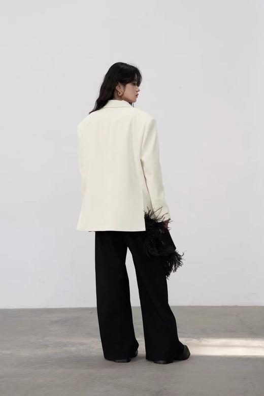 ANSUABEL 白色双排扣翻领西装外套 17183 商品图2