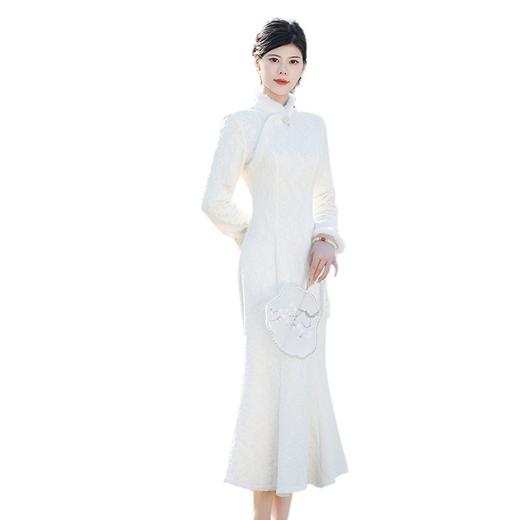 气质少女年轻款修身改良蕾丝旗袍鱼尾连衣裙KK1021 商品图4