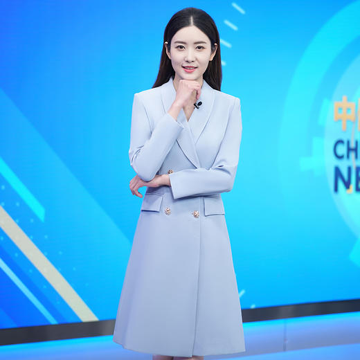 IWY/蓝色西装连衣裙女端庄大气主持人正装上镜艺考演讲比赛服装Q1019-L 商品图3