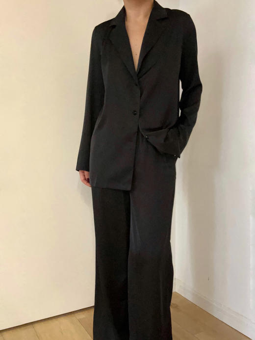 ranyepersonal｜pajamas SET 简约真丝混纺垂感套装  [ BODY23PJS01- 黑0 / 白1 ] 商品图3