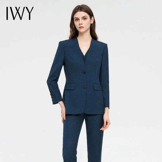 IWY/高级感藏青色西装马甲三件套职业装珠宝店工作服正式场合商务正装CM13322+P12222 商品图3