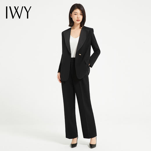 IWY/时尚干练黑色女士职业西服套装女秋冬高级垂感西装外套设计感正装C13518+P33518 商品图1