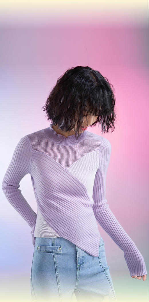 曲线半高领羊绒女衫 商品图1