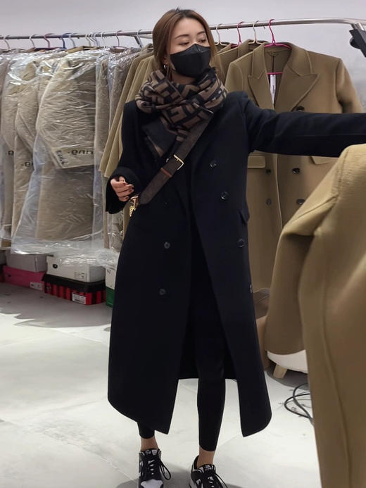 赫本羊毛大衣带垫肩 商品图0