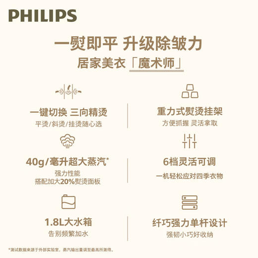 【家居】飞利浦 (PHILIPS)强力单杆蒸汽挂烫机 STE1050 商品图5