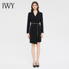 IWY/时尚V领黑色连衣裙女绑带显瘦职业西装长裙通勤商务上班面试正装Q13333 商品缩略图0