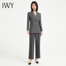 IWY/高端灰色双排扣西装套装气质休闲韩版总裁职业装面试工作服C13302+P23302