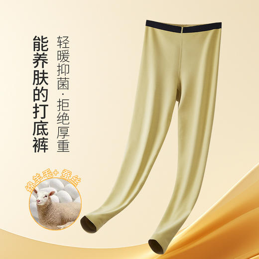 秋冬【德绒蚕丝无痕羊毛打底裤】 高腰 加绒加厚 保暖裤 棉毛裤 商品图1