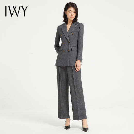IWY/高端灰色双排扣西装套装气质休闲韩版总裁职业装面试工作服C13302+P23302 商品图2