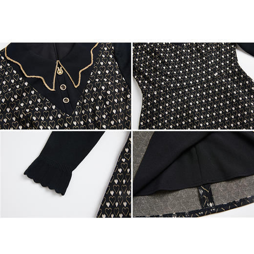 司歌毛织长袖冬弹力针织花连衣裙收腰显瘦A881064 商品图1