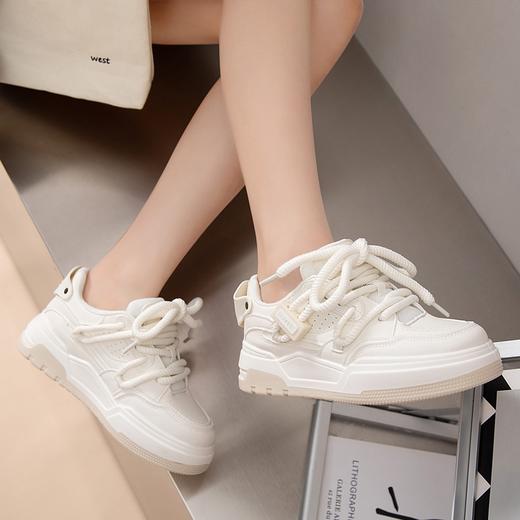 ZHR运动鞋女2023冬季新款潮流百搭休闲拼接脏辫鞋带厚底面包鞋 商品图10