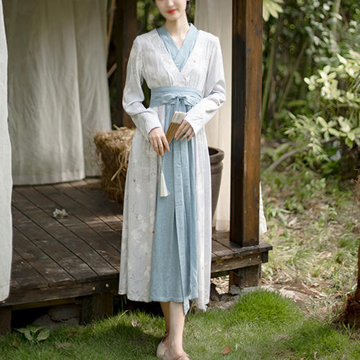 裁缝学苑AX153 新款汉元素复古中国风假两件交领改良汉服纸样连衣裙秋 商品图4