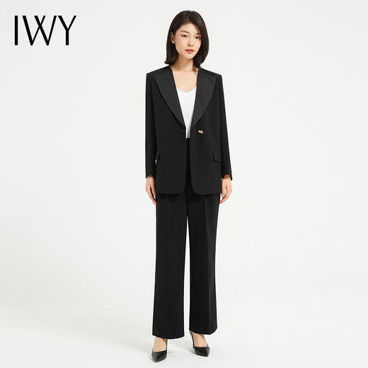 IWY/时尚干练黑色女士职业西服套装女秋冬高级垂感西装外套设计感正装C13518+P33518 商品图2
