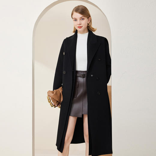 MD923斯尔丽2023冬季新款翻领时尚干练气质可脱卸两件套羊毛大衣女外套 商品图0