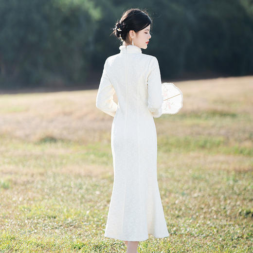 气质少女年轻款修身改良蕾丝旗袍鱼尾连衣裙KK1021 商品图1