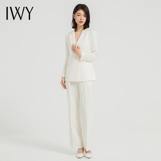 IWY/白色西装套装女秋冬商务高端职业装气质播音主持人艺考正装工作服C13515+P13515 商品图1