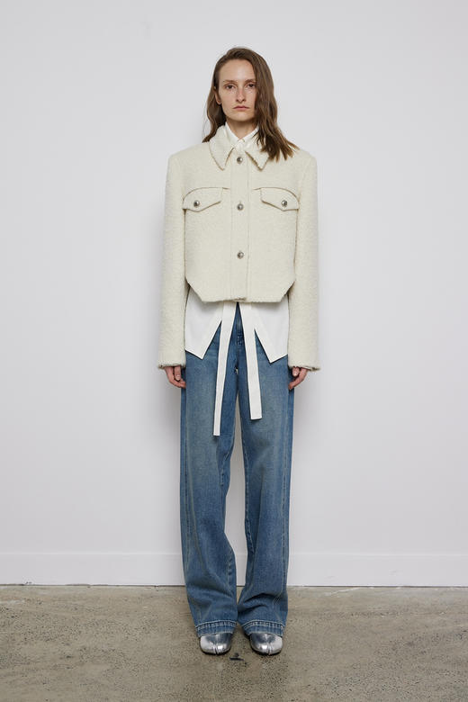 羊驼毛腰部曲线短夹克 商品图0