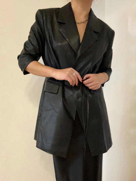 ranyepersonal｜jacket 翘肩可拆卸拼接袖设计皮衣 [ 黑BODY23JA02 ] 商品图8