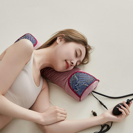 自然醒草本热敷可调节颈枕决明子艾草荞麦壳枕调节高度加热可拆洗手工睡眠枕LK 商品图2