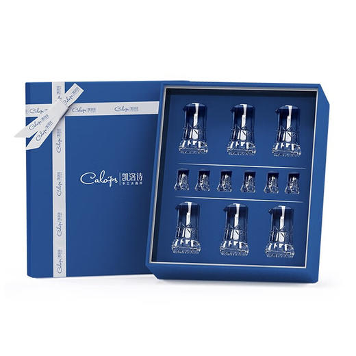 凯洛诗Calops光芒水晶白酒杯套装礼盒定制生日送礼家用高档高颜值分酒器 光芒白酒杯B款 商品图0