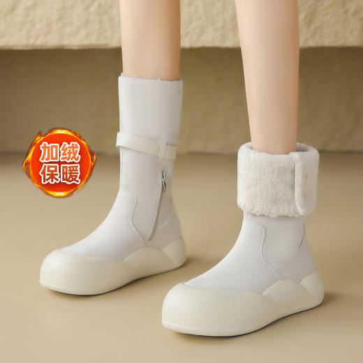 品质好货 | Safiya/索菲娅2023新款加绒加厚中筒翻折厚底棉靴雪地靴 SF3411A717 商品图3