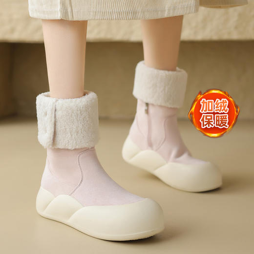 品质好货 | Safiya/索菲娅2023新款加绒加厚中筒翻折厚底棉靴雪地靴 SF3411A717 商品图5