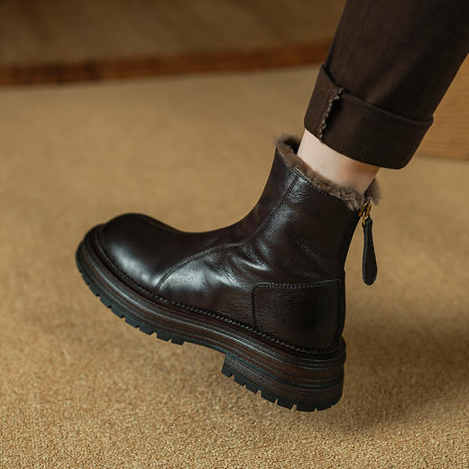 时尚百搭，头层羊皮质感手感都超赞内里垫脚全羊羔毛短靴PS2135 商品图9