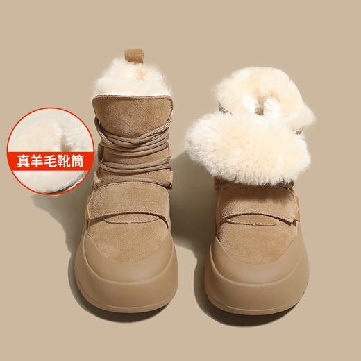 品质好货 | Safiya/索菲娅2023新款加绒绑带靴口羊毛雪地靴 SF3411A722 商品图2