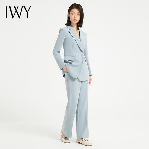 IWY/气质上镜蓝色主持人西装套装女休闲韩版美容院工作服高端职业正装C13519+P33519 商品图3