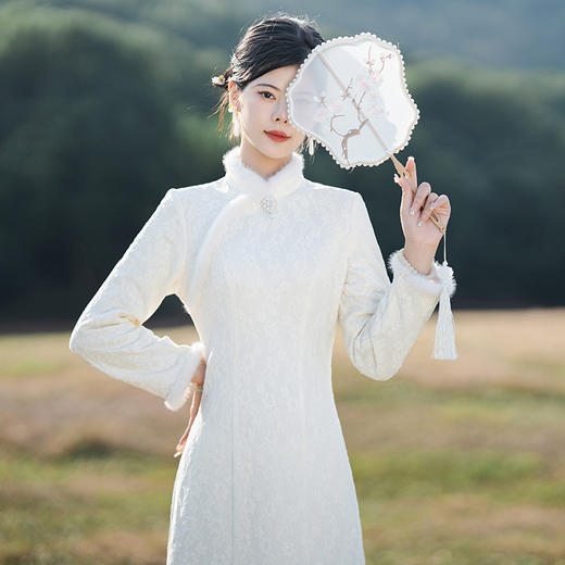 气质少女年轻款修身改良蕾丝旗袍鱼尾连衣裙KK1021 商品图2