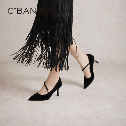 【静音系列】千百度细高跟女春季羊皮浅口单鞋通勤尖头A24157704 商品图2