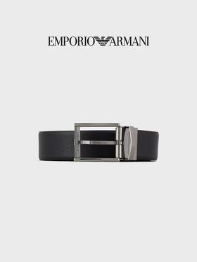 E ARMANI 正反两用简约针扣腰带男  Y4S071YKL1J-88001 黑色/黑色.100%BOVINE LEATHER - TRANSFER COATING SPLIT LEATHER
