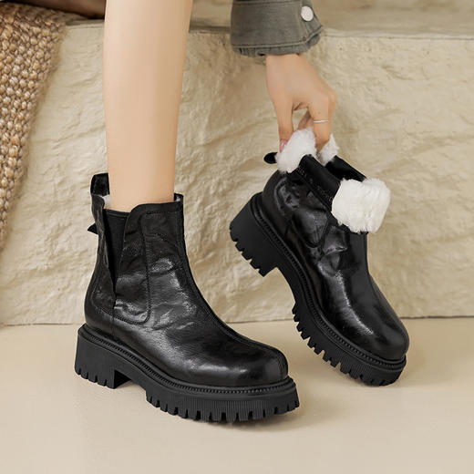 时尚个性，头层羊皮保暖羊羔毛厚底马丁短靴HB-Z726 商品图7