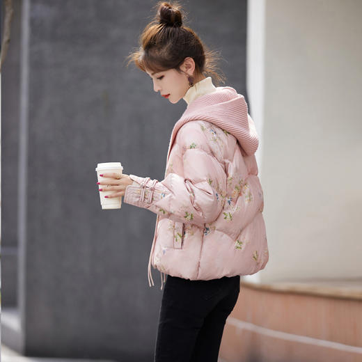 冬季新款，花色白鸭绒宽松短款羽绒服（帽子可脱卸）HR-XPHY90 商品图7