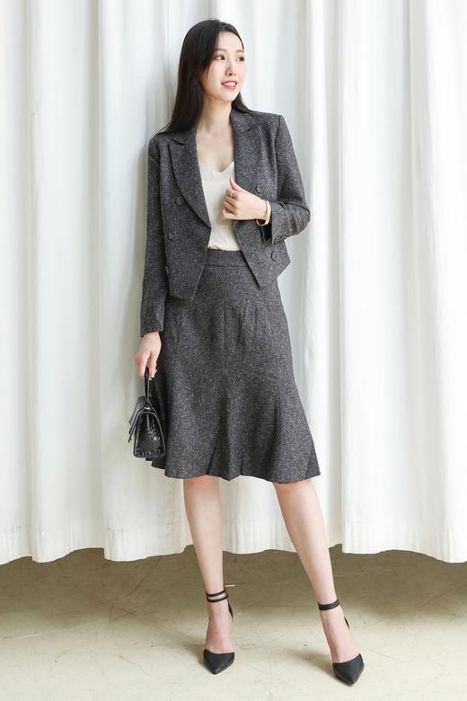 Le Malene 灰色修身优雅西装半裙套装 13841 商品图1