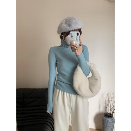 秋冬【十色堆堆领羊绒打底衫】保暖纯色 高领百搭 修身显瘦 针织打底衫女 商品图5