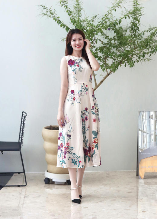 9c 千年情话—梁祝绣花无袖连衣裙黄白游色LZ3S19 商品图4