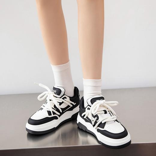 ZHR运动鞋女2023冬季新款潮流百搭休闲拼接脏辫鞋带厚底面包鞋 商品图3